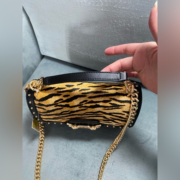 NWT Michael Kors, Heather Brown, multi tiger and leather gold Crossbody bag $398 - Picture 3 of 17